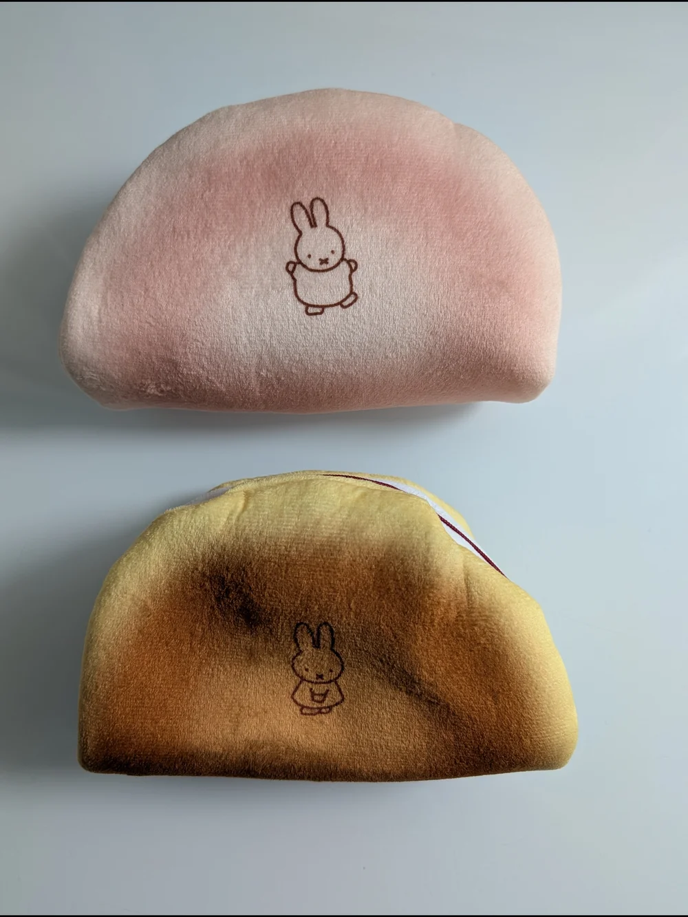 Miffy Style Bunny Makeup Cosmetic Pouch Set Pink Yellow/Brown 2pc